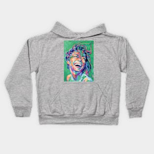 Abstract picture of a beautiful girl on a green background. Kids Hoodie